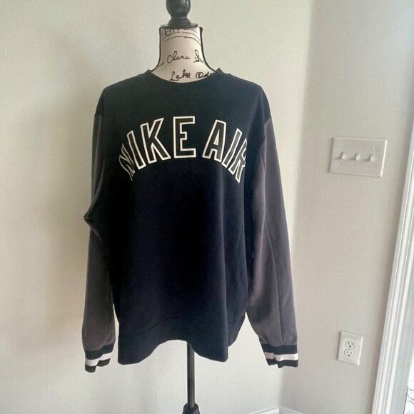 NIKE AIR SWEATSHIRT BLACK/GRAY SZ M BIG LOGO CASUAL ATHLETIC CORE VERSATILE - Picture 10 of 16